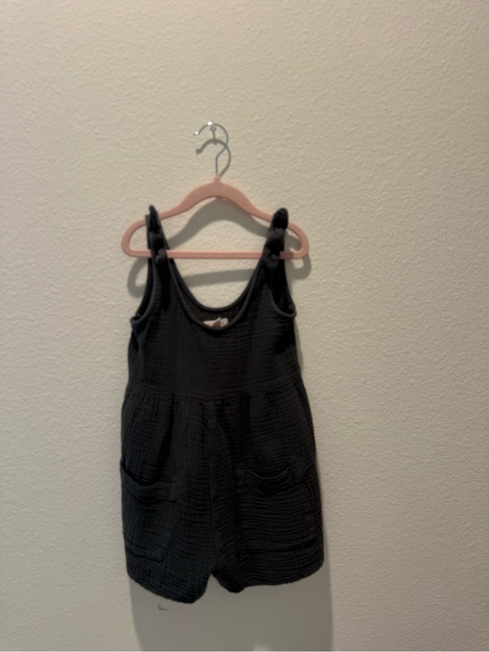 Girls Black Cotton Gauze Romper - cat & jack